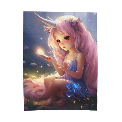 Niccie's Enchanting Unicorn and Fairy Velveteen Plush Blanket